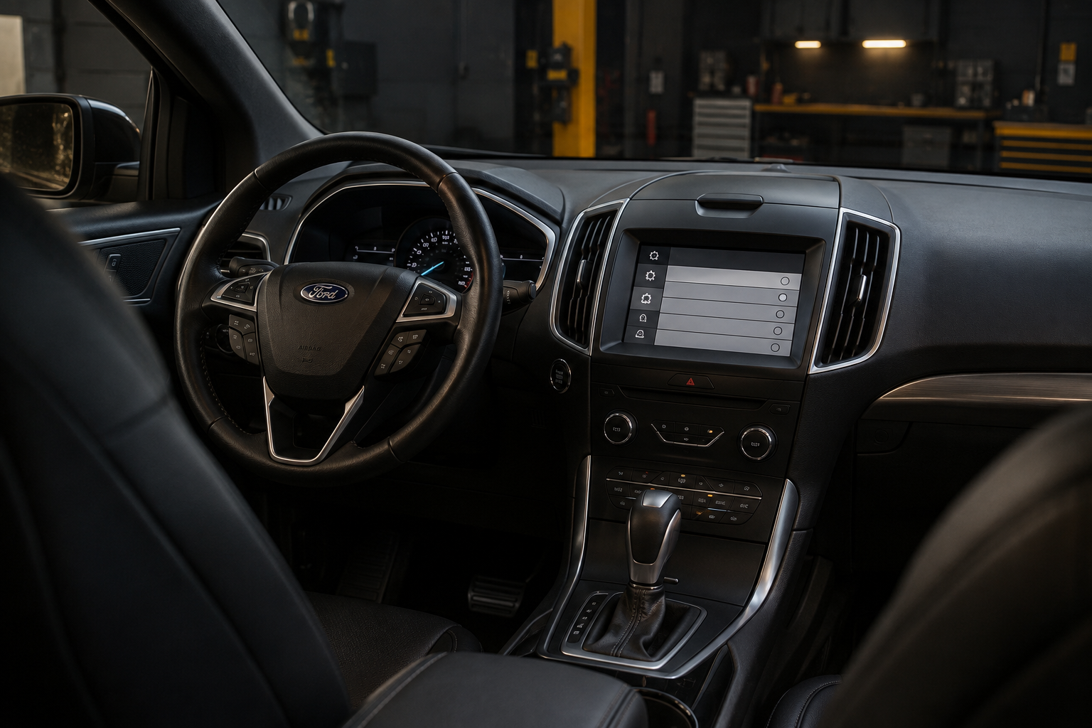 Ілюстрація салону Ford Edge з акцентом на штатний мультимедійний екран